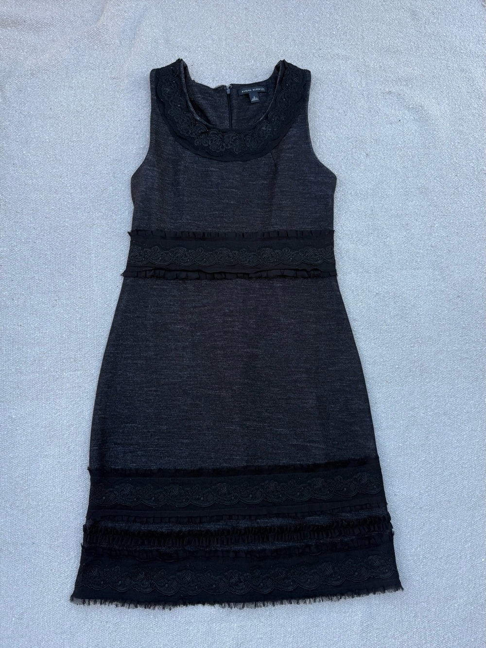 Banana Republic Black Sleeveless Lace-Trim Mini Dress